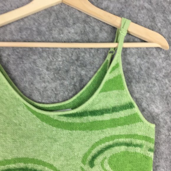 House of Sunny Dress 4 Midi Green Knit Psychedelic Textured Eyelash 60s 90s - Picture 4 of 16